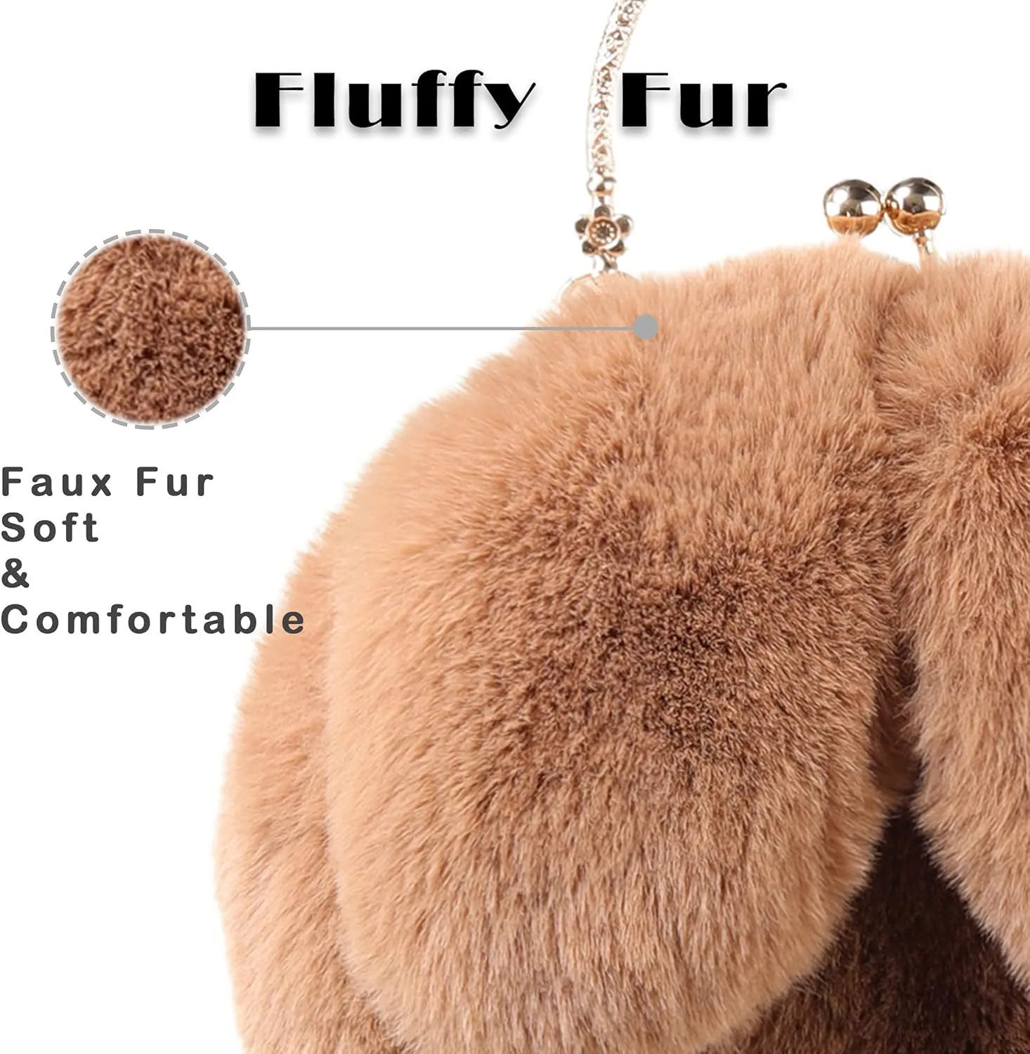 Pilipala Faux Fur Purse Fuzzy Bunny Women's Crossbody Handbags Plush Shoulder Bag Fluffy Top Handle Clutch Purses for Girls