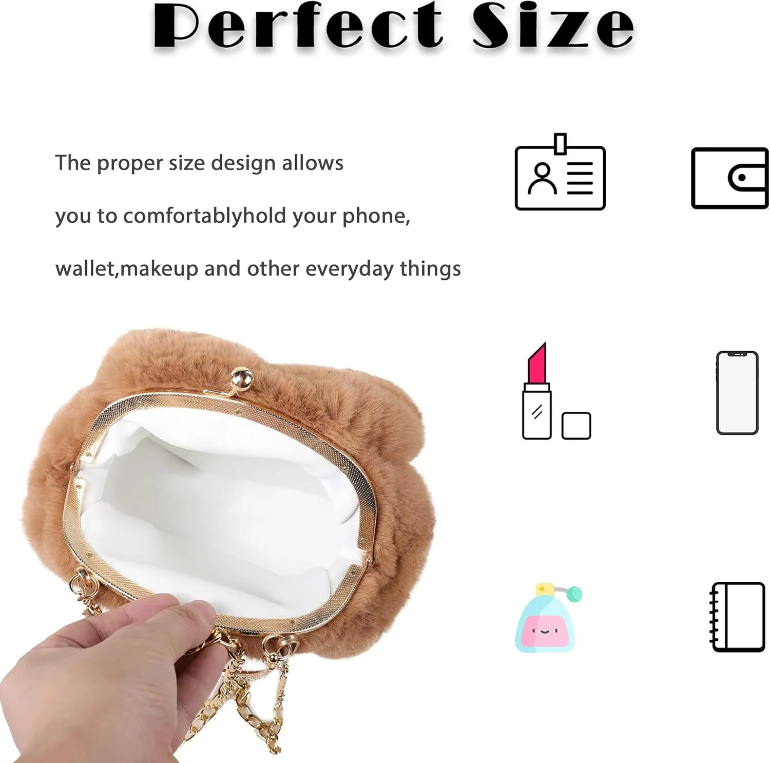 Pilipala Faux Fur Purse Fuzzy Bunny Women's Crossbody Handbags Plush Shoulder Bag Fluffy Top Handle Clutch Purses for Girls