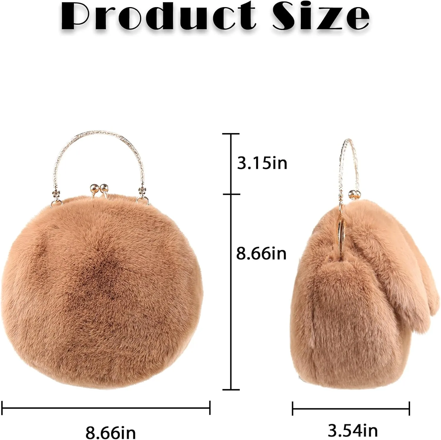 Pilipala Faux Fur Purse Fuzzy Bunny Women's Crossbody Handbags Plush Shoulder Bag Fluffy Top Handle Clutch Purses for Girls