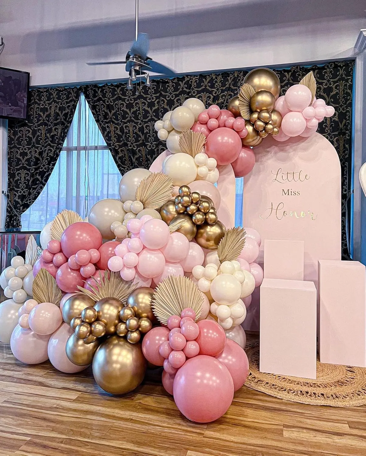 Pink and White Balloon Arch Kit, 121PCS Pink and Gold Balloon Garland Pastal Pink White Gold Confetti Balloons for Girls Birthday Baby Shower Wedding Bridal Shower Party Decorations