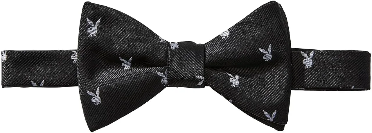 Playboy Classic Rabbit Head Bow Tie - Exquisite Designed Black Bowtie for Man - Mixed Fabric Adjustable Bowties for Special Events - Men's Bowtie for Modern Lifestyle – Black
