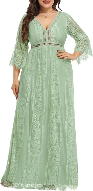 Plus Size Wedding Dress Boho - Maxi Bridal Shower Bohemian Formal Lace Long Dresses