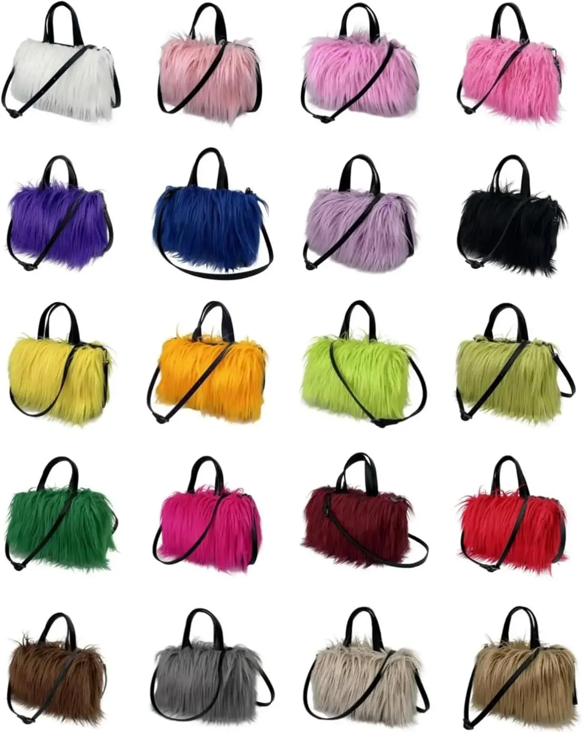 Plush Handbags Plush Shoulder Bag Warm Faux Fur Handbags for Women Large Hobo Shopper Heart Shaped Purses