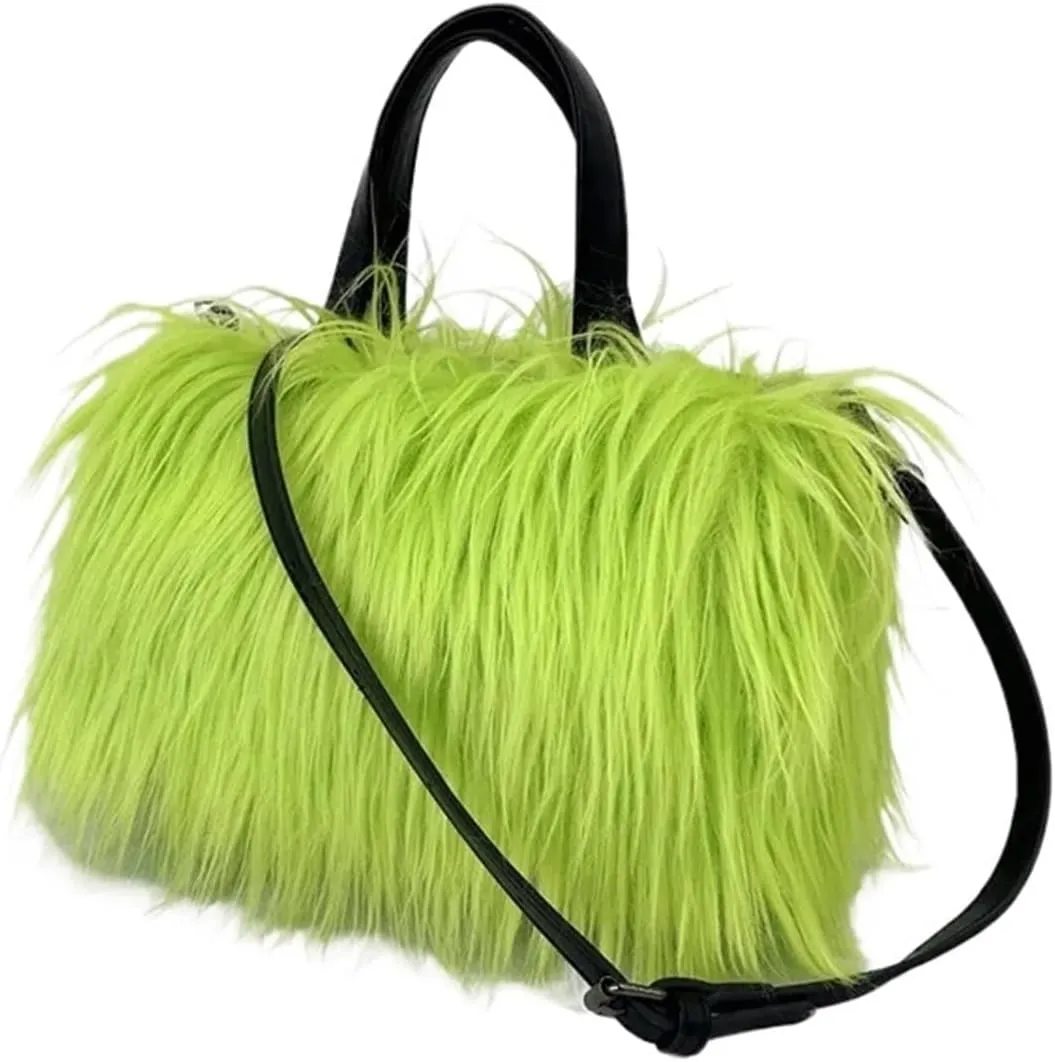 Plush Handbags Plush Shoulder Bag Warm Faux Fur Handbags for Women Large Hobo Shopper Heart Shaped Purses