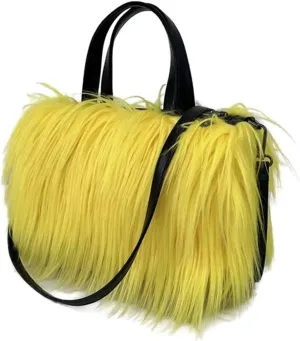Plush Handbags Plush Shoulder Bag Warm Faux Fur Handbags for Women Large Hobo Shopper Heart Shaped Purses