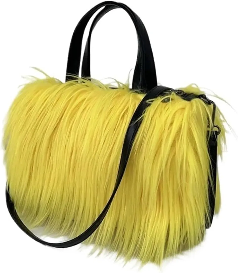 Plush Handbags Plush Shoulder Bag Warm Faux Fur Handbags for Women Large Hobo Shopper Heart Shaped Purses