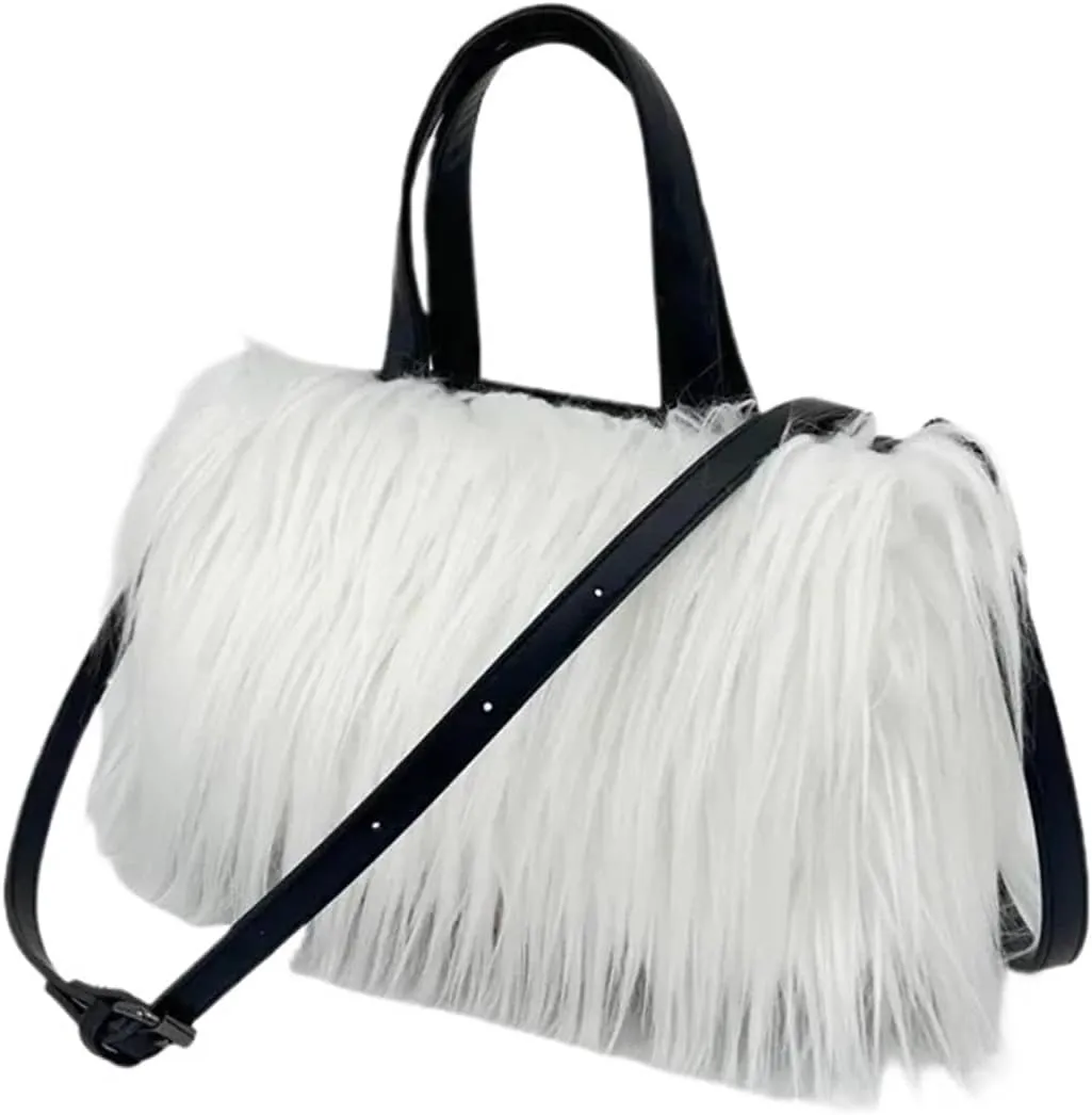 Plush Handbags Plush Shoulder Bag Warm Faux Fur Handbags for Women Large Hobo Shopper Heart Shaped Purses