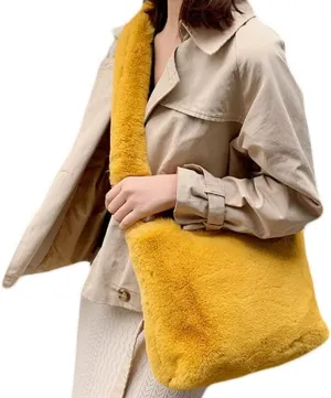 Plush Underarm Bag Ladies Faux Fur Fluffy Crossbody Shoulder Bag Women Soft Furry Tote Handbag for Autumn and Winter