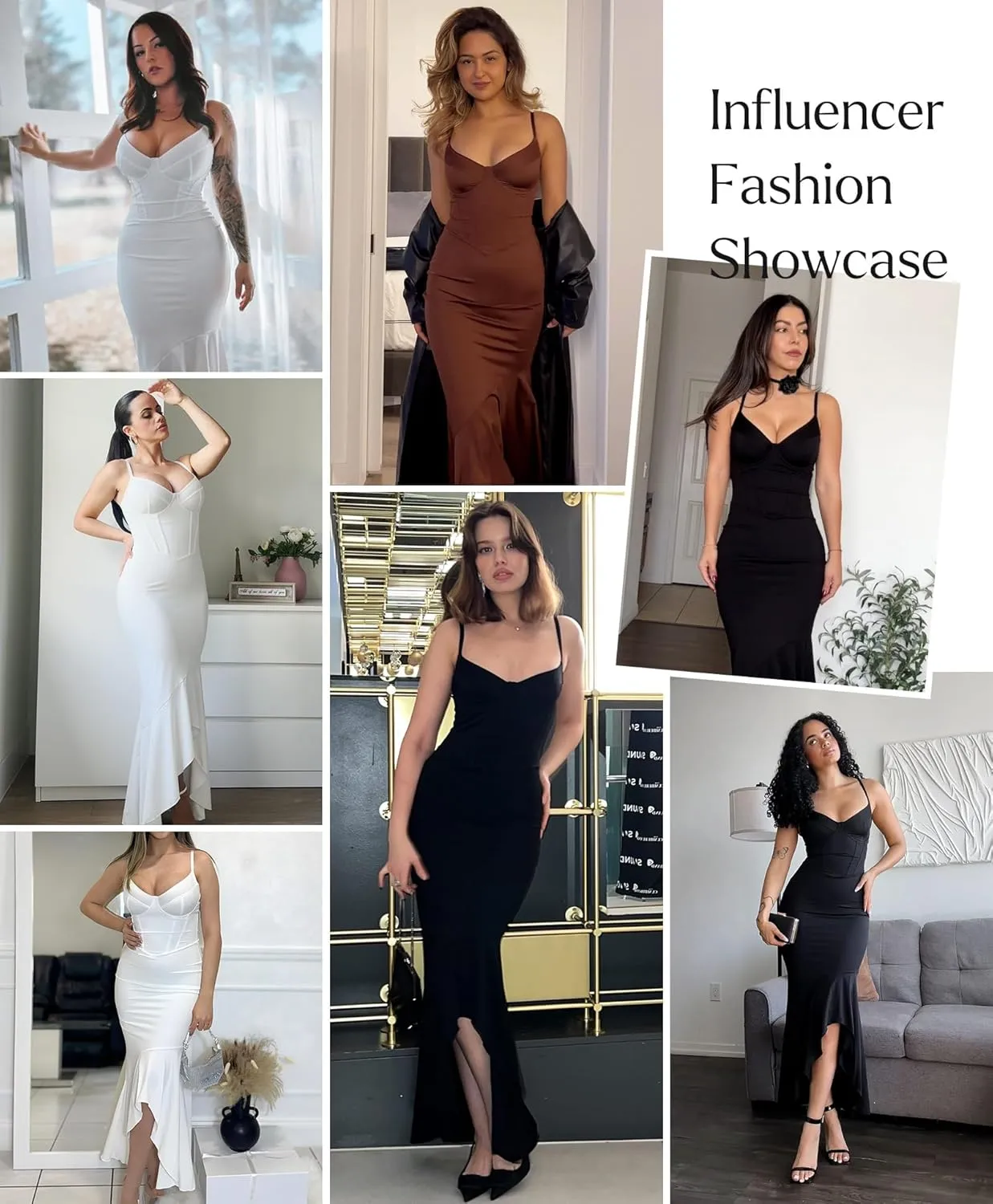 Popilush Corset Dress Built in Shapewear - Formal Dress for Women Deep V Neck Maxi Slip Bridesmaid Dresses for Wedding