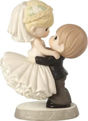 Precious Moments 172007 Best Day Ever Bride & Groom Bisque Porcelain Figurine & Wedding Cake Topper , White