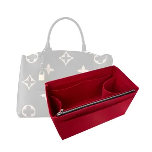 Premium Purse Organizer fits Grand Palais Bag Insert, Palais Petit Organizer, Grand Palais Organizer, Handmade 2mm Felt Insert Snug Sturdy Fit with Gold Zipper (For Grand Palais, Red)