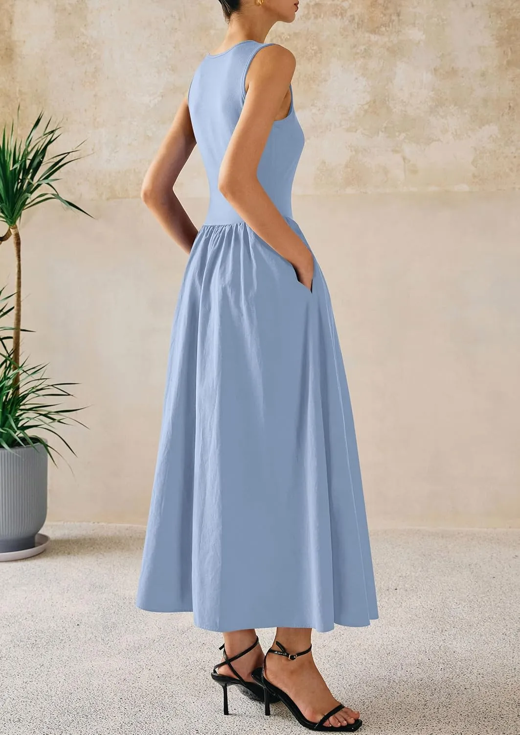 PRETTYGARDEN Women Maxi Dresses 2025 Summer Casual Sleeveless Patchwork Knit Tank Dress Flowy Beach Sundress Long Dress