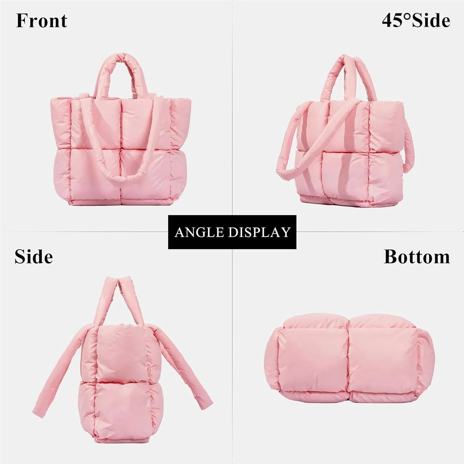 Puffer Tote Bag Soft Puffy Purses for Women Winter Light Down Cotton Padded Quilted Puff Shoulder Handbags