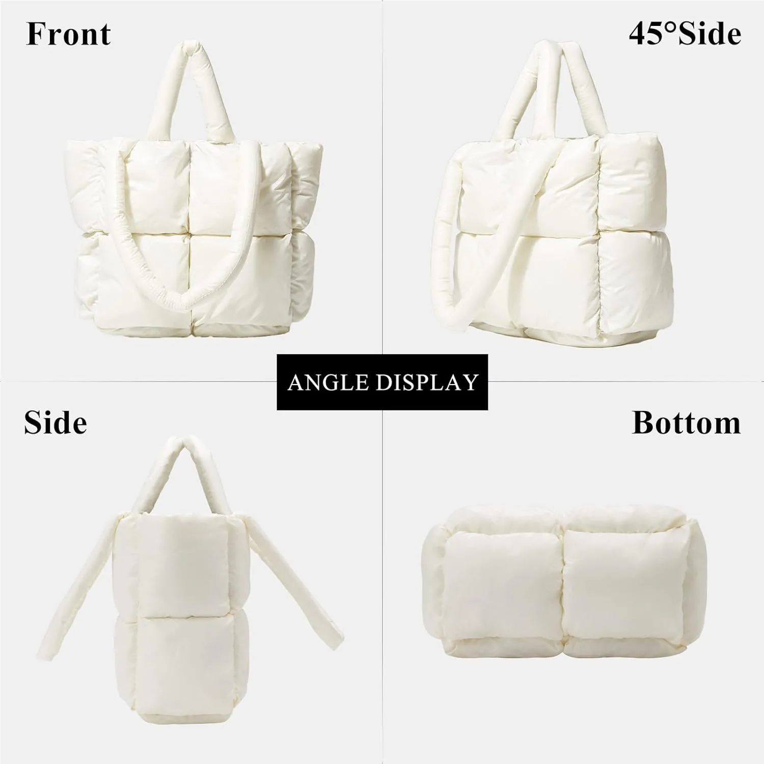 Puffer Tote Bag Soft Puffy Purses for Women Winter Light Down Cotton Padded Quilted Puff Shoulder Handbags