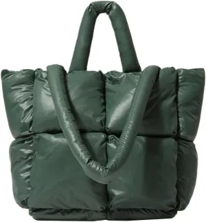 Puffer Tote Bag Soft Puffy Purses for Women Winter Light Down Cotton Padded Quilted Puff Shoulder Handbags