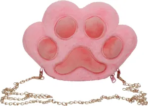 PURFUN Women Girls Furry Cat Paw Purse Fuzzy Plush Claw Shoulder Bags Small Clutch Halloween Christmas Cross Body Handbags