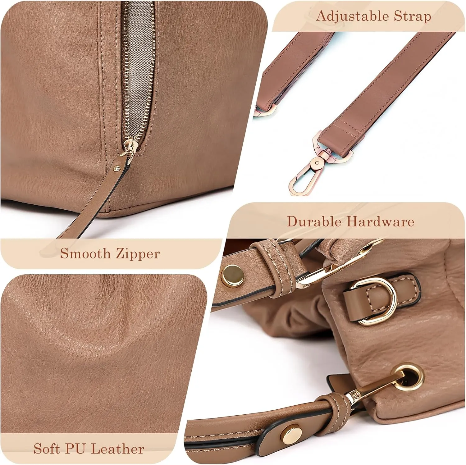 Purses and Handbags, Large Size Faux Leather Hobo Style Handbags for Women, Shoulder Bag with Removable Strap