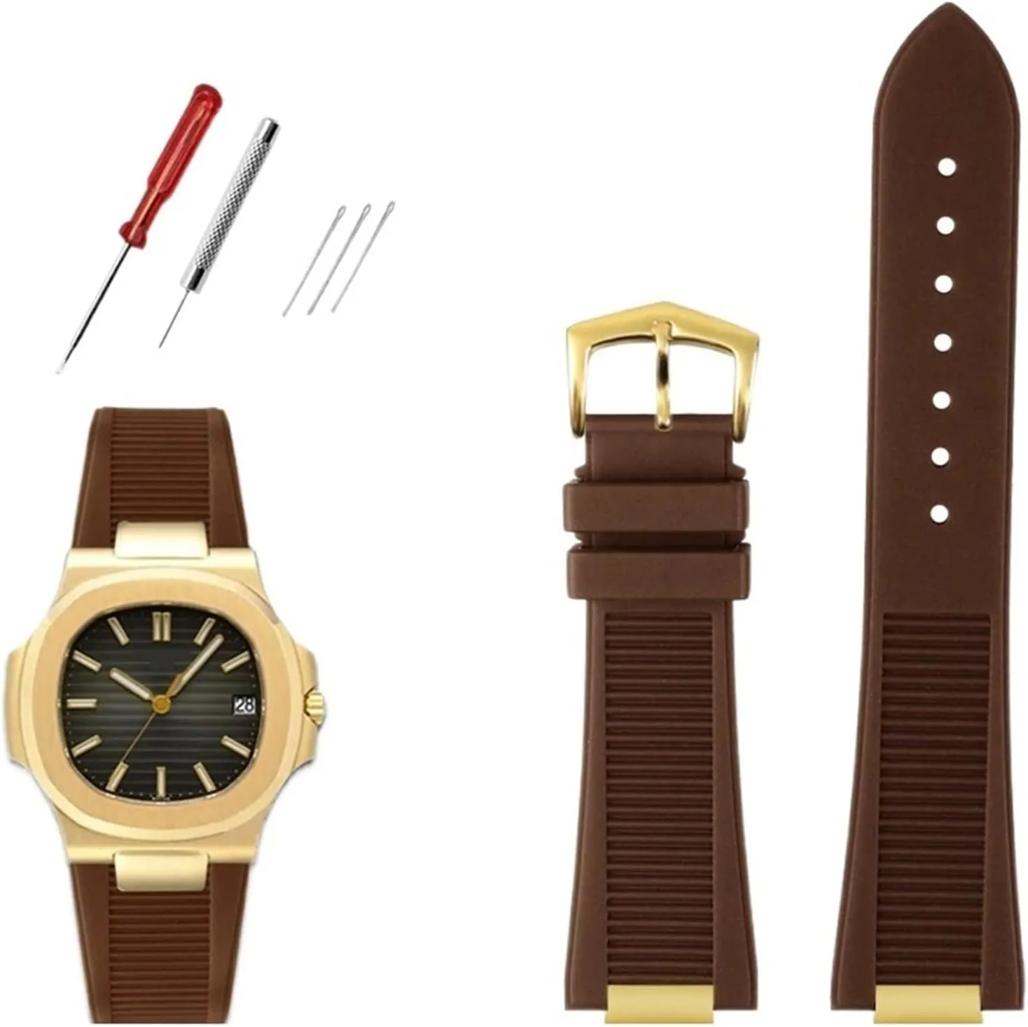 Quality FluoroSilicone Watchband For Patek Philippe Sport Elegant Nautilus Series 5711/5712/5980 Waterproof Watch Strap Bracelet Male