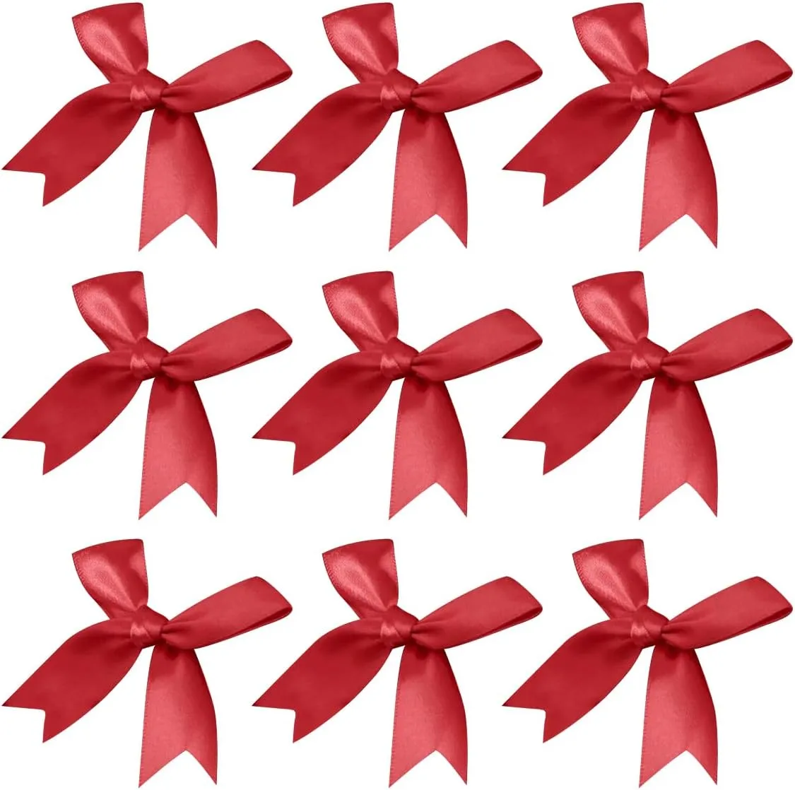Queenbox 3.3x3.3in 50pcs Satin Gift Wrapping Bow, DIY Craft Ribbon Butterfly Knot for Box Sewing Clothing Hair Party Festival, Red
