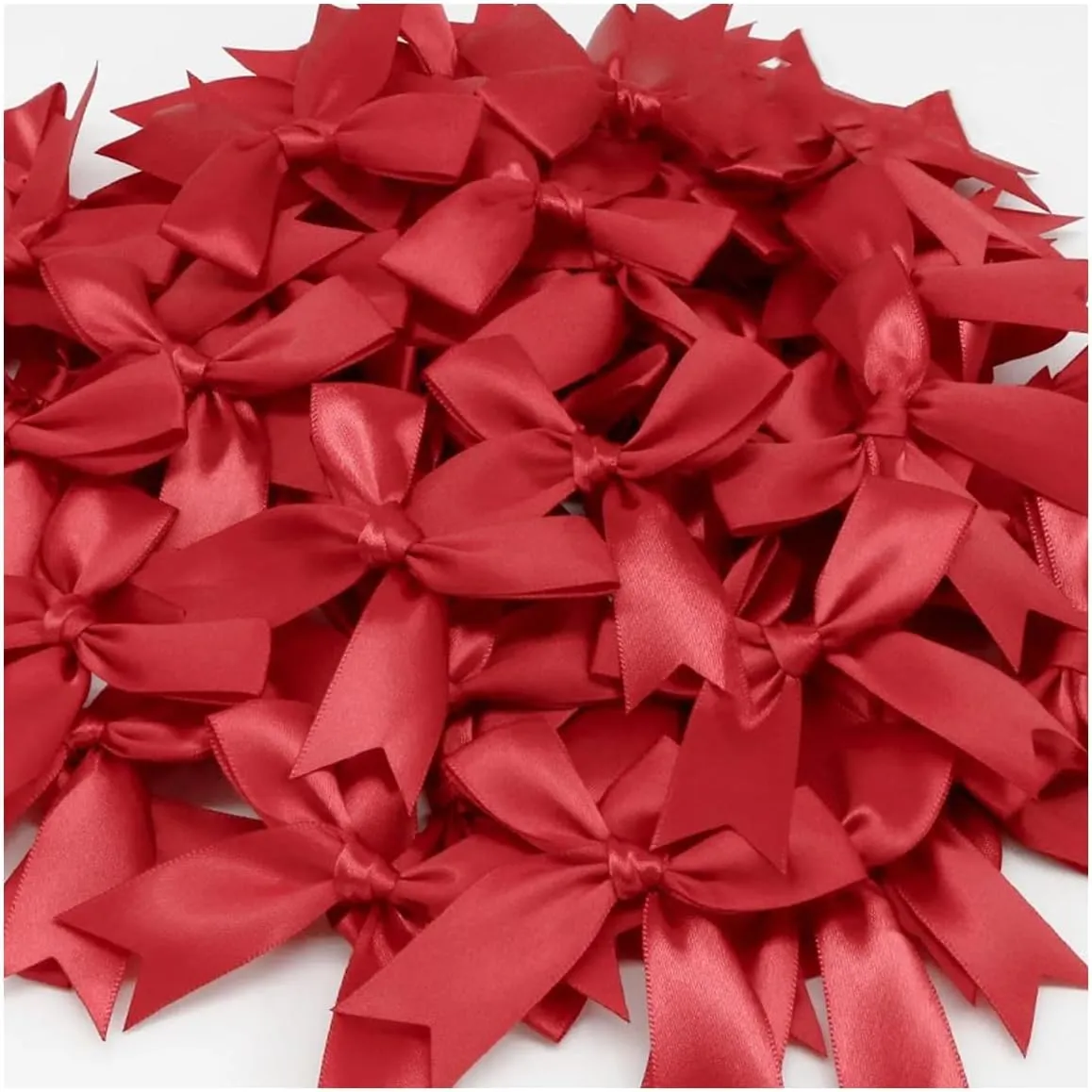 Queenbox 3.3x3.3in 50pcs Satin Gift Wrapping Bow, DIY Craft Ribbon Butterfly Knot for Box Sewing Clothing Hair Party Festival, Red