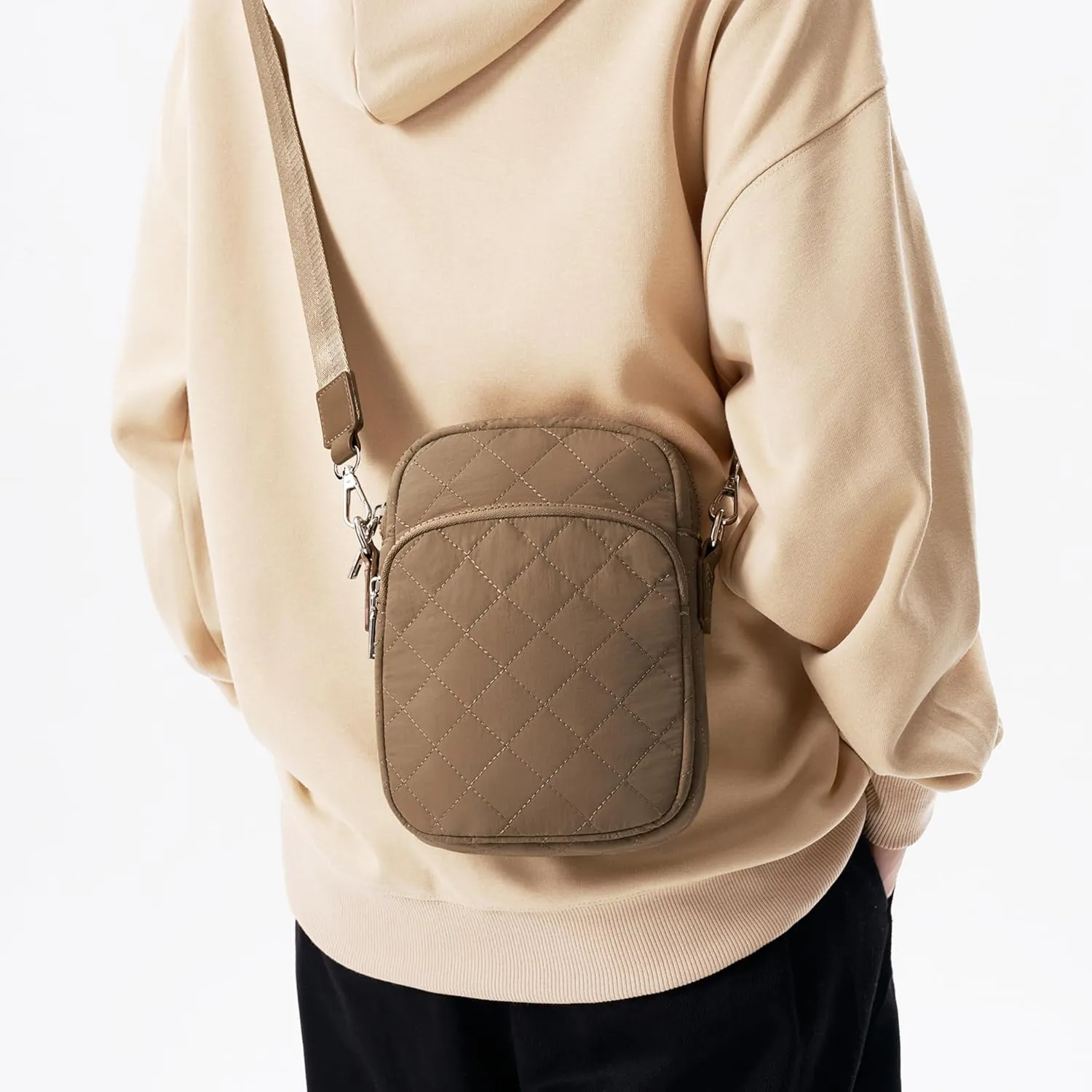 Quilted Crossbody Bag Small Women Shoulder Bags Purses Handbag Backpack Puffer Soft Fashion Design Magnetic and Zipper Pocket