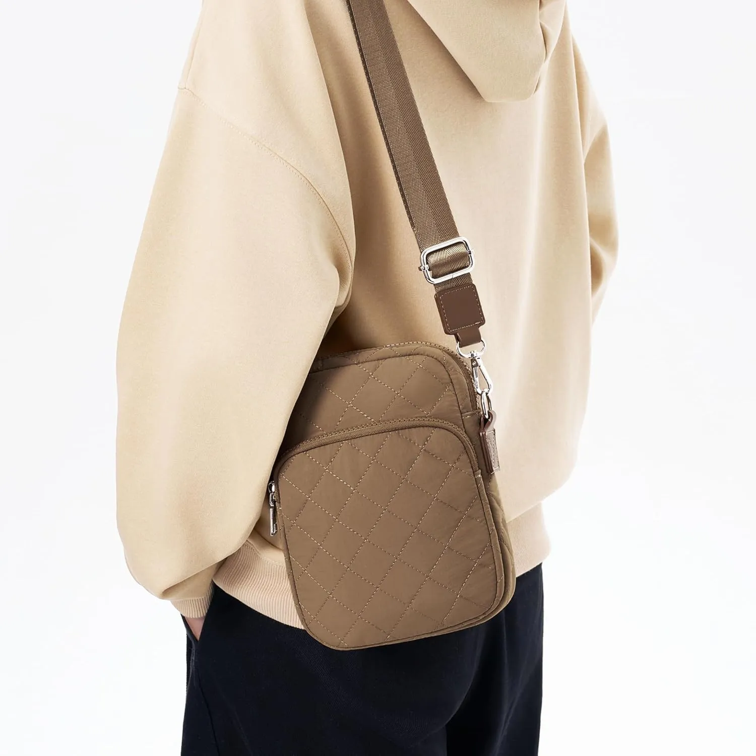 Quilted Crossbody Bag Small Women Shoulder Bags Purses Handbag Backpack Puffer Soft Fashion Design Magnetic and Zipper Pocket