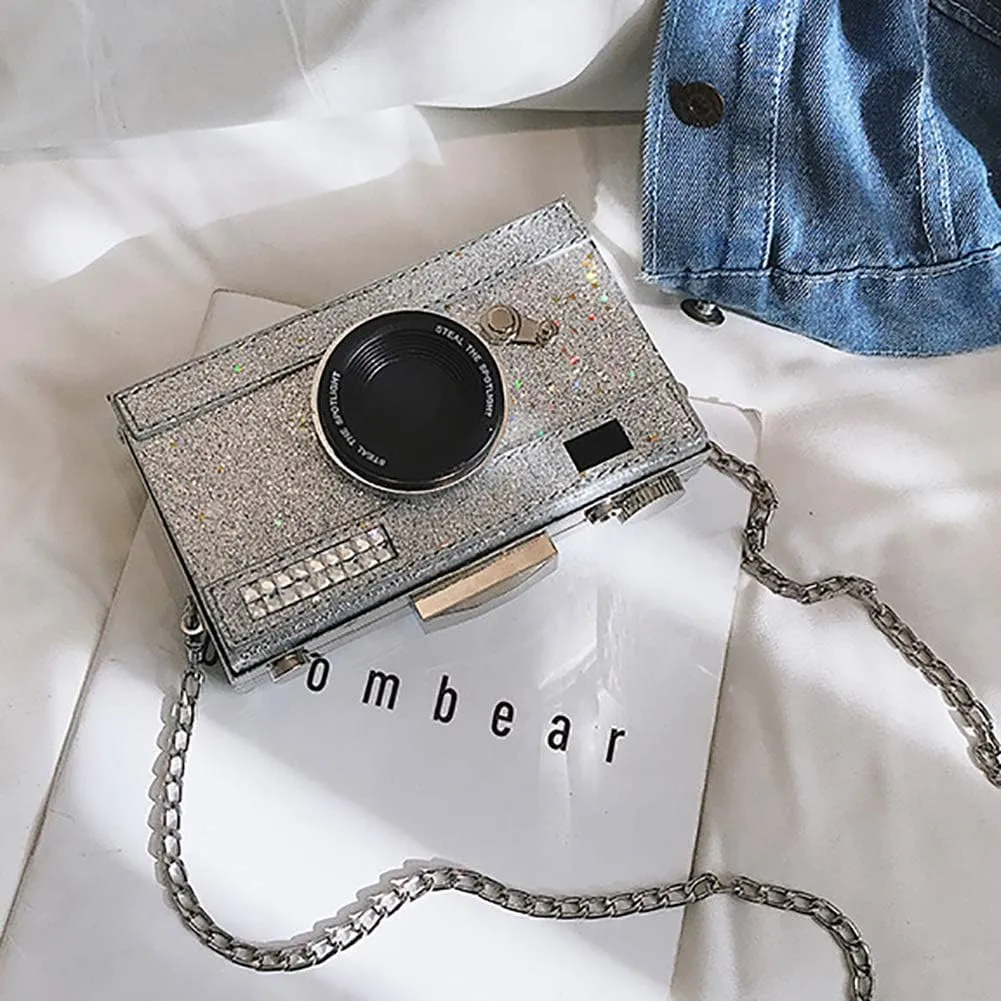 QZUnique Camera Shoulder Bag Snapshot PU Leather Crossbody Bag Vintage Novelty Cute Handbag Purse