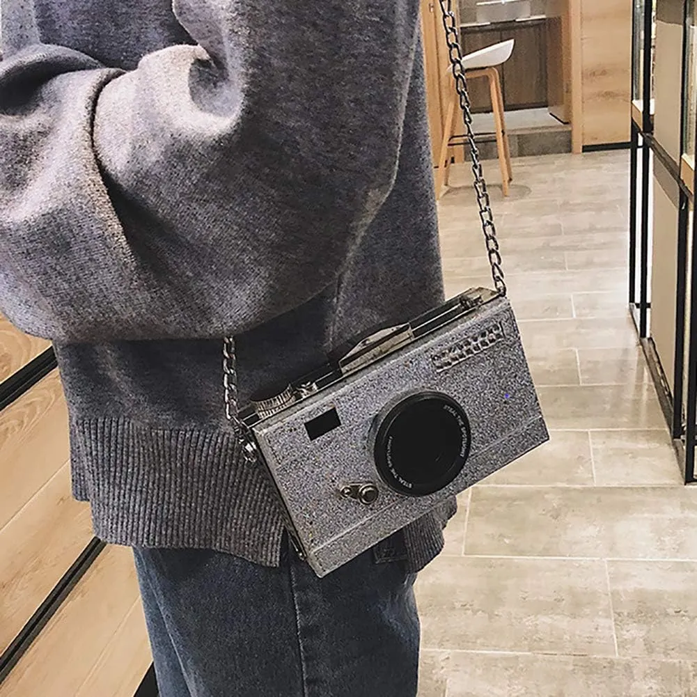 QZUnique Camera Shoulder Bag Snapshot PU Leather Crossbody Bag Vintage Novelty Cute Handbag Purse