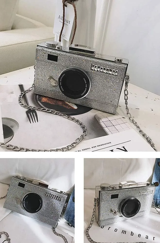 QZUnique Camera Shoulder Bag Snapshot PU Leather Crossbody Bag Vintage Novelty Cute Handbag Purse