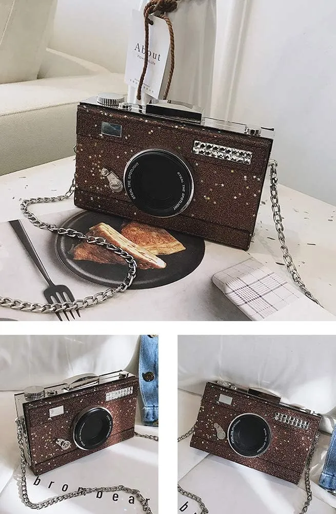 QZUnique Camera Shoulder Bag Snapshot PU Leather Crossbody Bag Vintage Novelty Cute Handbag Purse