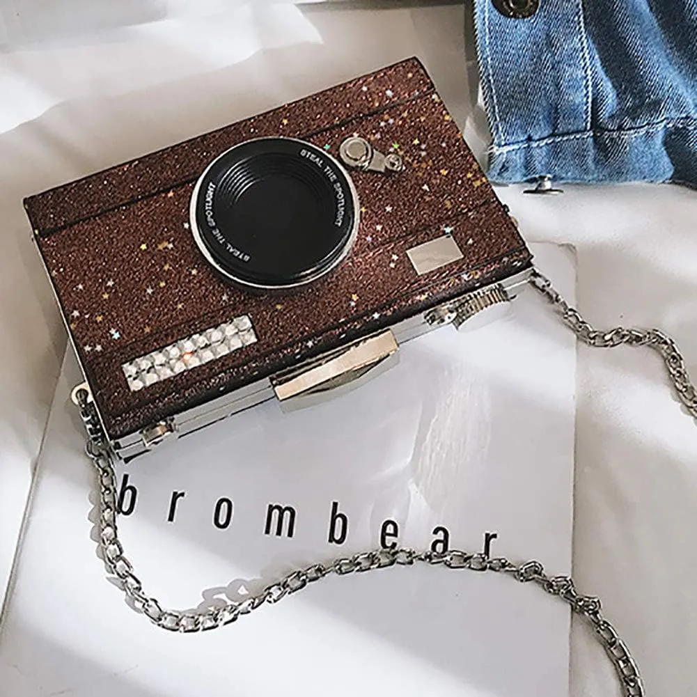 QZUnique Camera Shoulder Bag Snapshot PU Leather Crossbody Bag Vintage Novelty Cute Handbag Purse