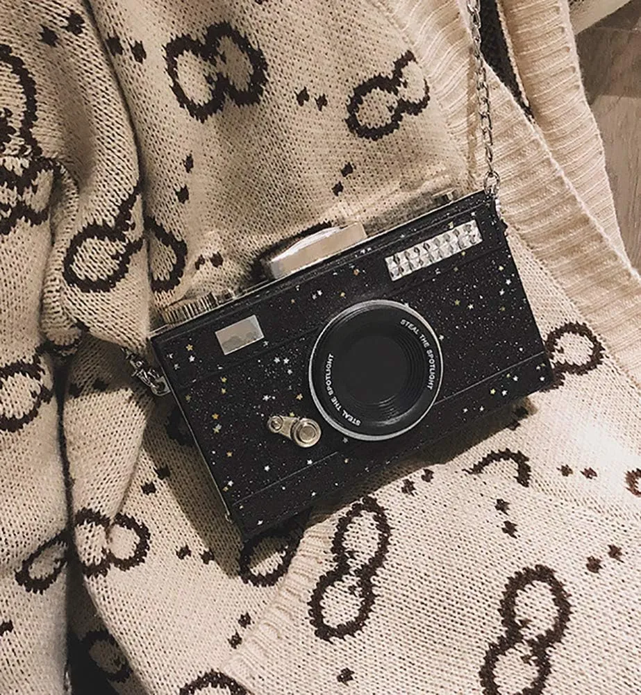 QZUnique Camera Shoulder Bag Snapshot PU Leather Crossbody Bag Vintage Novelty Cute Handbag Purse