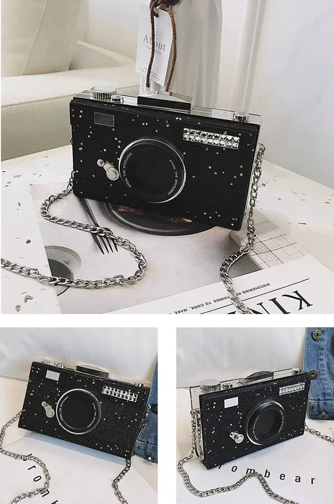 QZUnique Camera Shoulder Bag Snapshot PU Leather Crossbody Bag Vintage Novelty Cute Handbag Purse