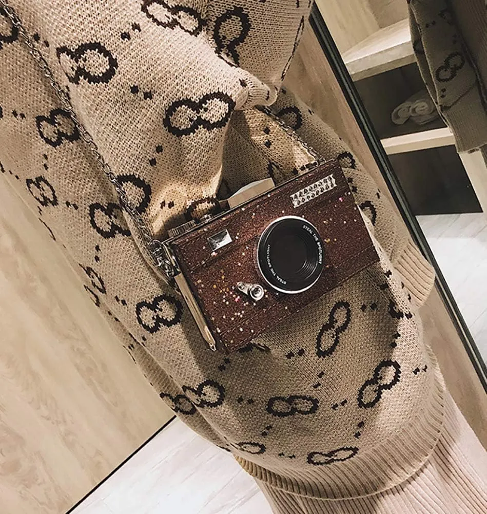 QZUnique Camera Shoulder Bag Snapshot PU Leather Crossbody Bag Vintage Novelty Cute Handbag Purse