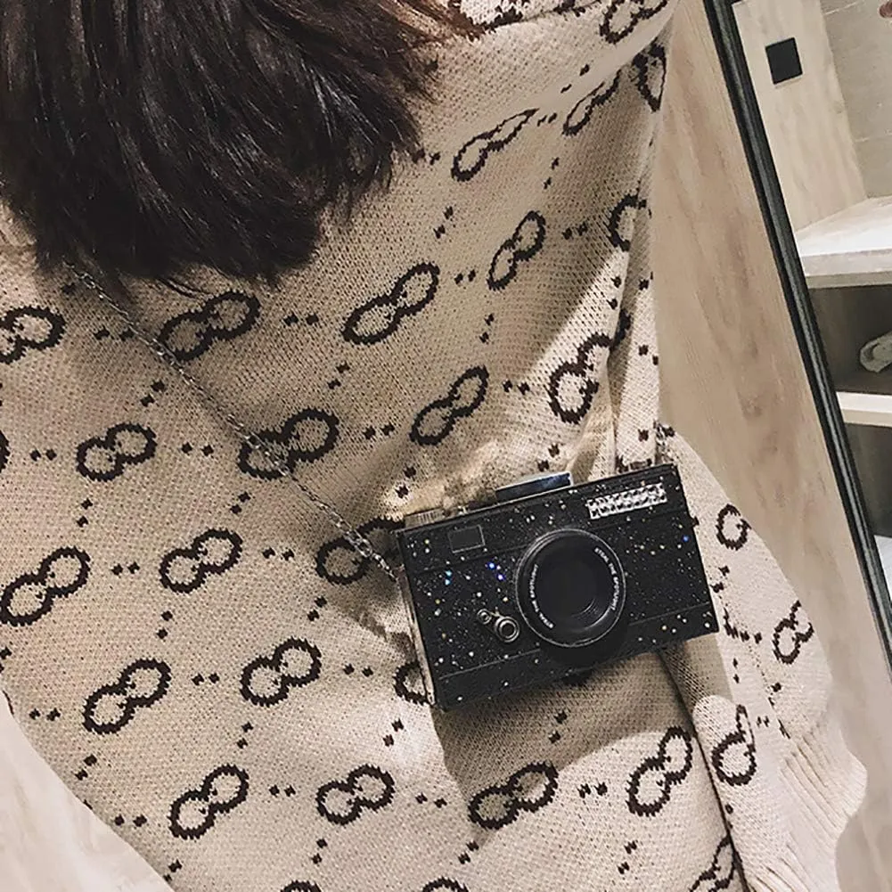 QZUnique Camera Shoulder Bag Snapshot PU Leather Crossbody Bag Vintage Novelty Cute Handbag Purse