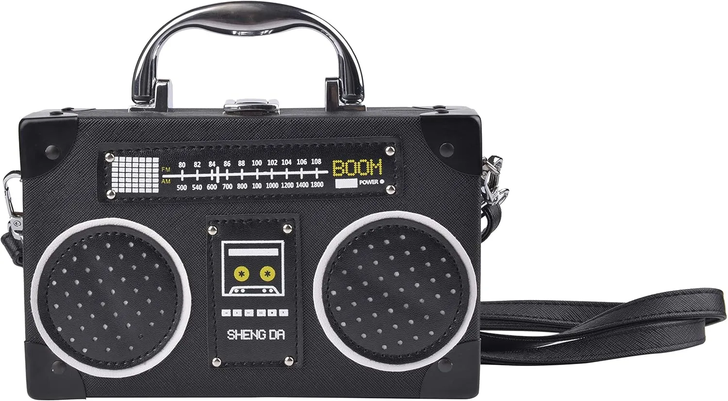 QZUnique Tape Shaped Shoulder Bag Radio Recorder PU Crossbody Bag Women's Retro Evening Bag Handbag Clutch Purse