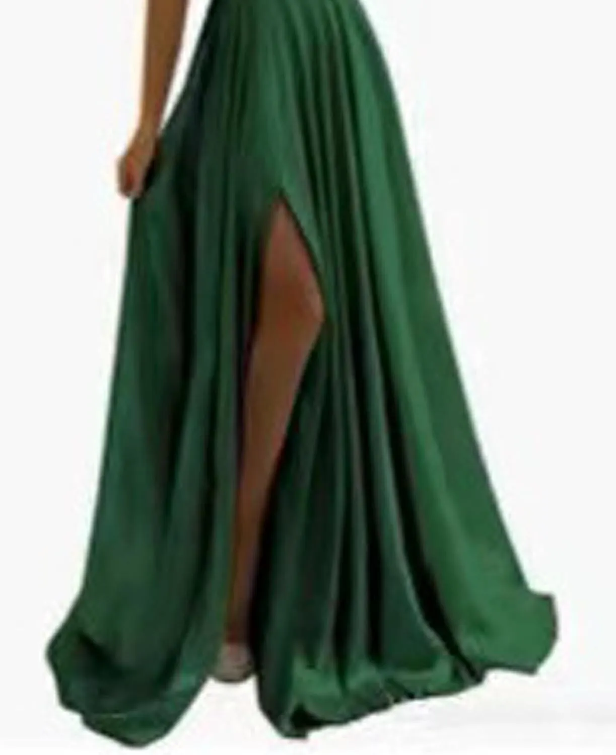 Raboolion Women's Spaghetti Straps Satin Prom Dresses Halter Backless Side Slit Bridesmaid Wedding Gowns Maxi Dress