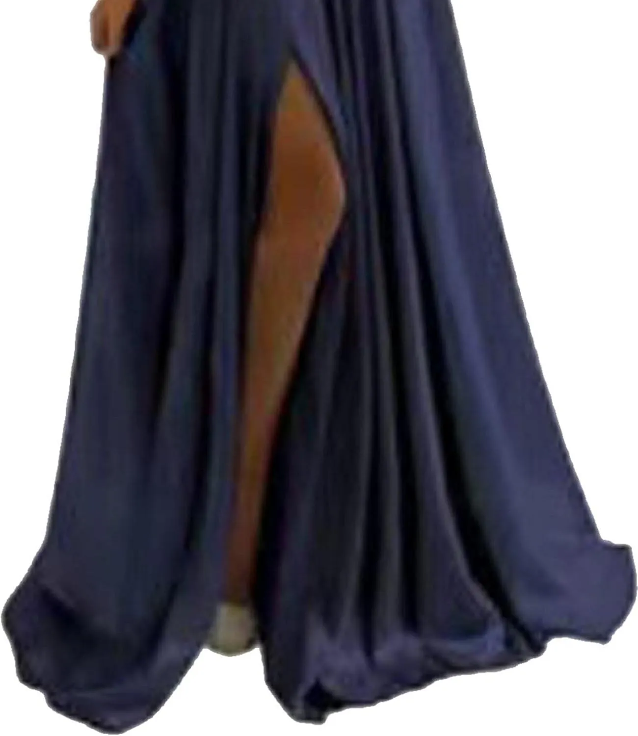 Raboolion Women's Spaghetti Straps Satin Prom Dresses Halter Backless Side Slit Bridesmaid Wedding Gowns Maxi Dress