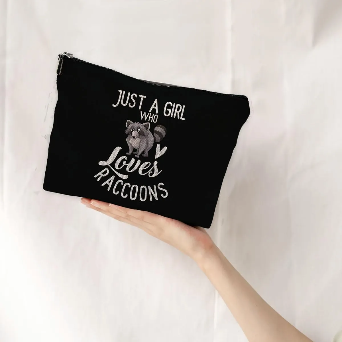 Raccoon Makeup Bag, Raccoon Gifts for Girls Raccoon Lovers Women, Cute Raccoon Gifts, Just a Girl Who Loves Raccoons Small Makeup Cosmetic Bag for Purse