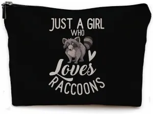 Raccoon Makeup Bag, Raccoon Gifts for Girls Raccoon Lovers Women, Cute Raccoon Gifts, Just a Girl Who Loves Raccoons Small Makeup Cosmetic Bag for Purse