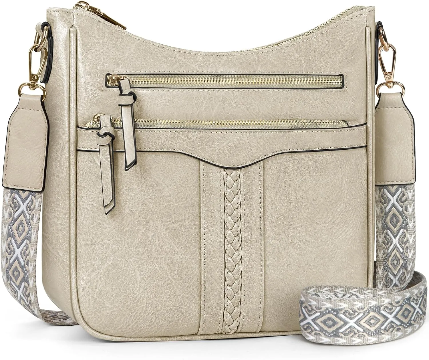 RAINSMORE Crossbody Bags for Women, Trendy Crossbody Purses Soft Leather Shoulder Handbags Lightweight Travel Purse