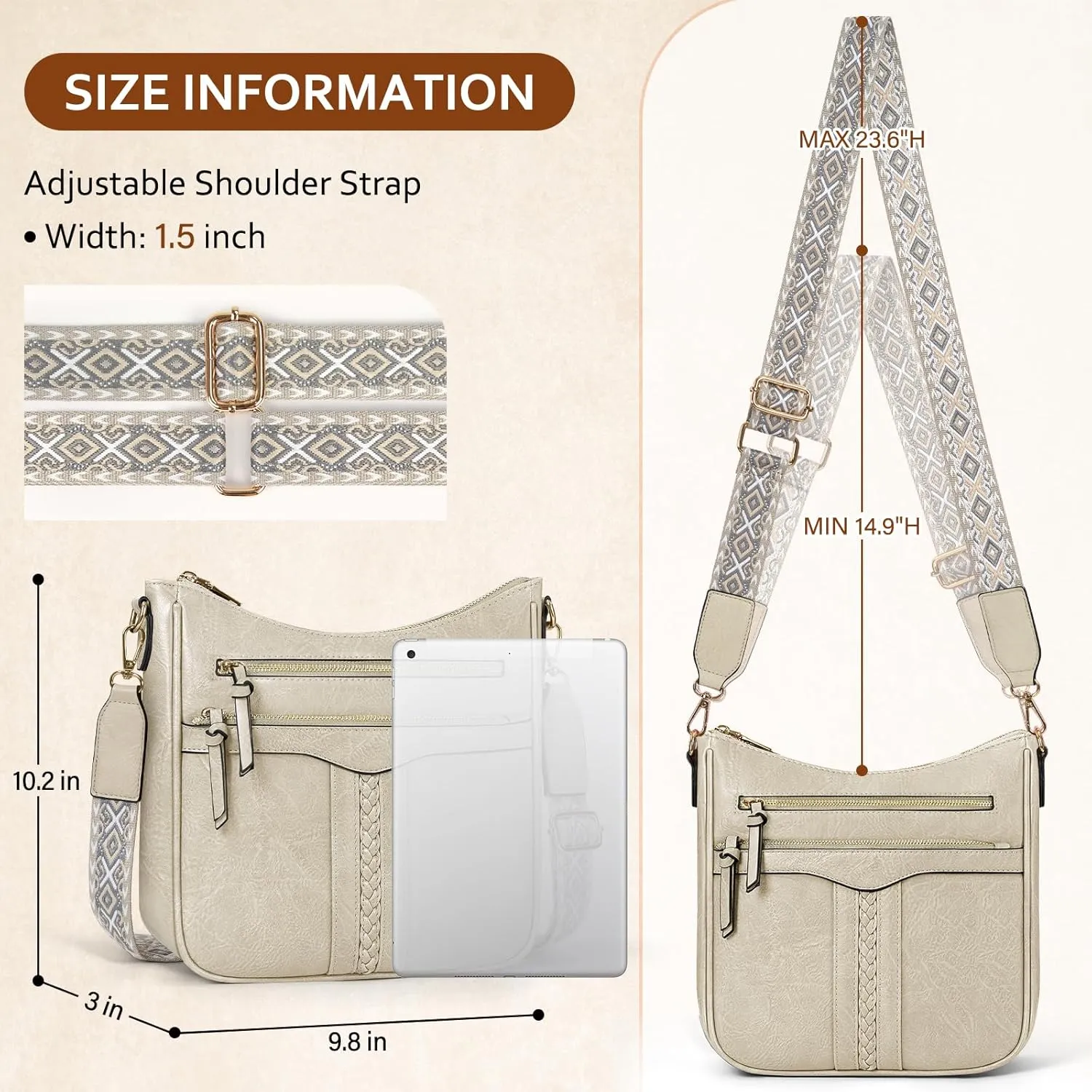 RAINSMORE Crossbody Bags for Women, Trendy Crossbody Purses Soft Leather Shoulder Handbags Lightweight Travel Purse