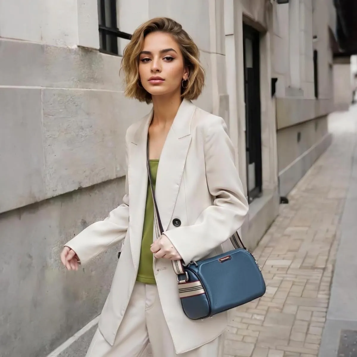 Real Leather Crossbody bags for Women Classic Shoulder Cross Body Purse Luxury Trendy Wide Strap Purses Bag
