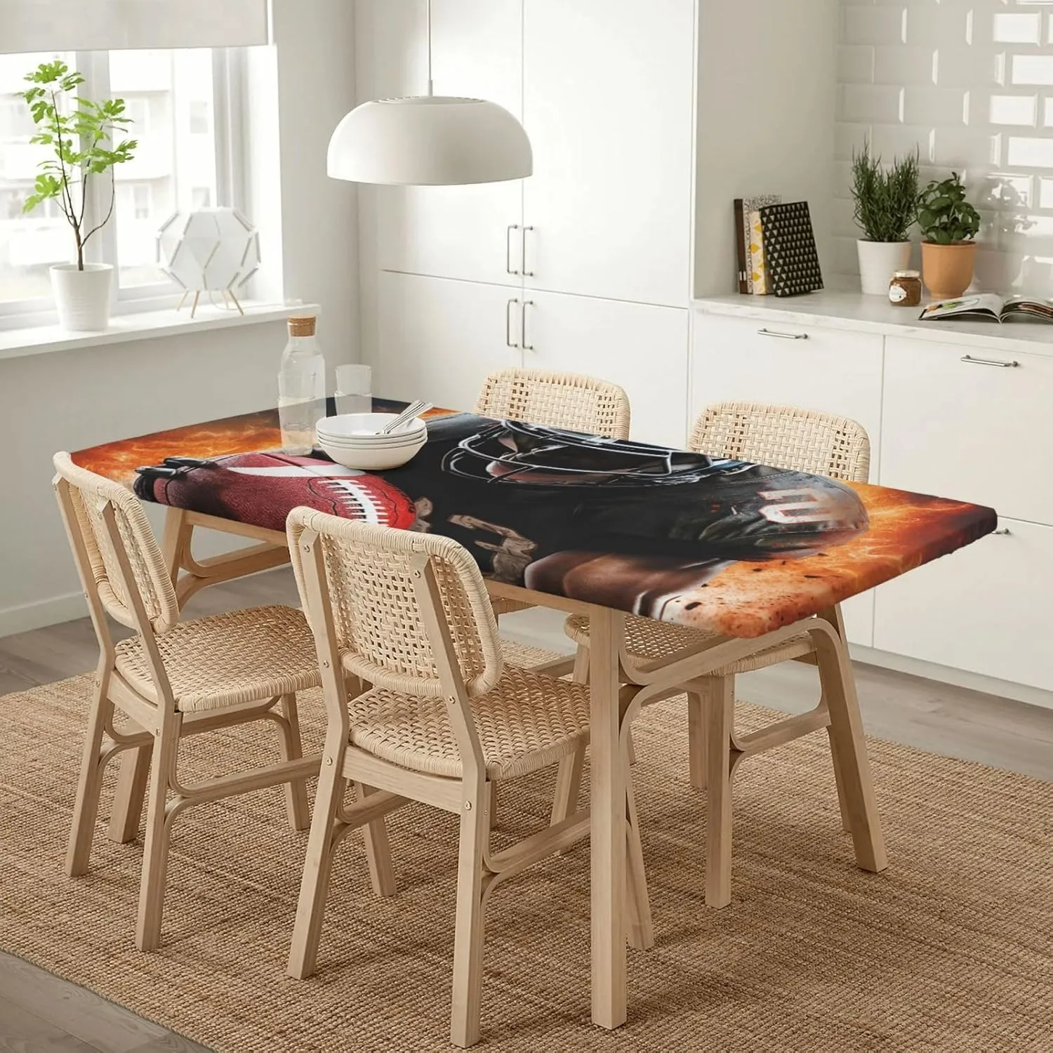 Rectangle Table Cover Waterproof Table Cloth 30"x60" Cool American Football Table Cloths Tablecloth for Kitchen Wrinkle Free Tablecover for Dining Outdoor Camping Picnic
