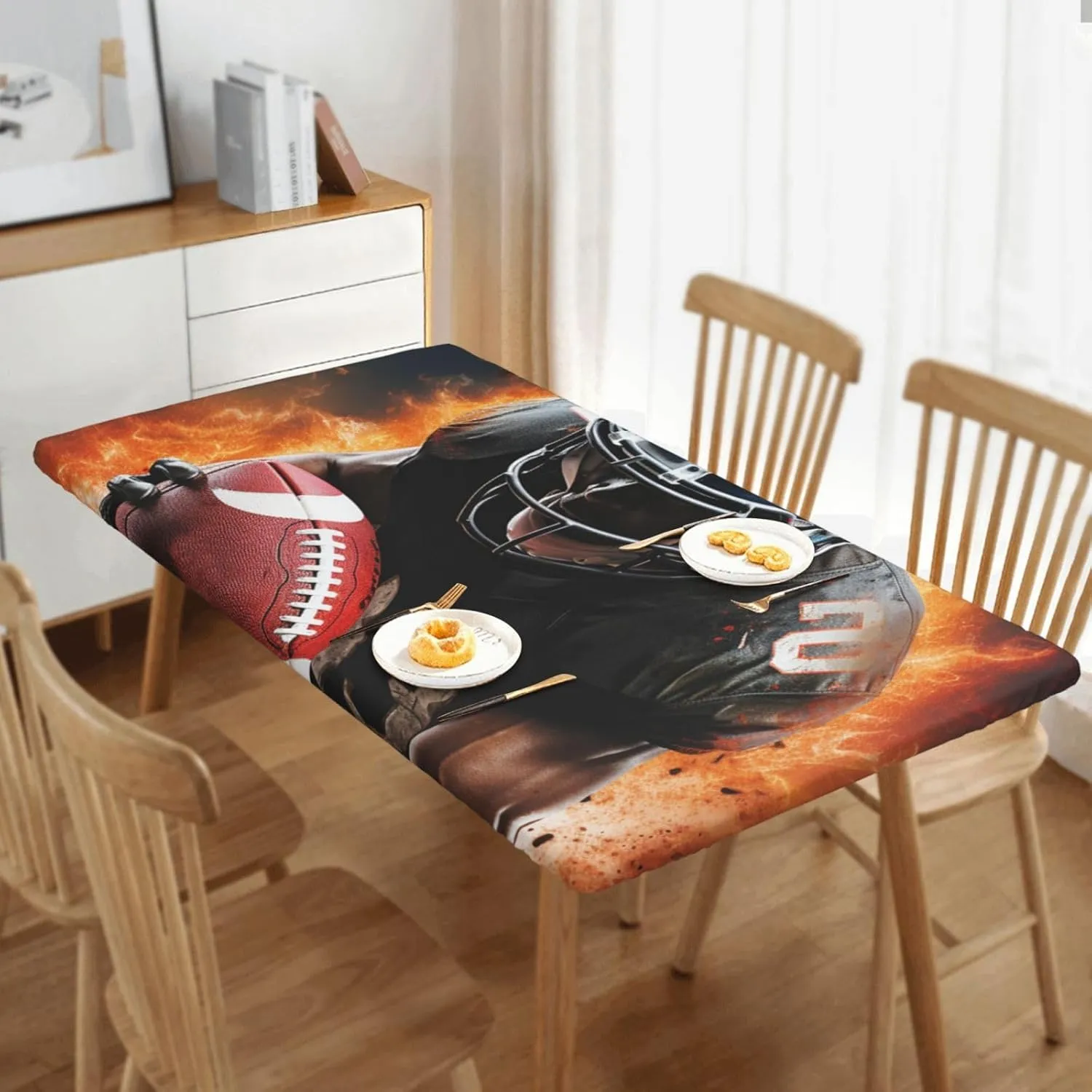 Rectangle Table Cover Waterproof Table Cloth 30"x60" Cool American Football Table Cloths Tablecloth for Kitchen Wrinkle Free Tablecover for Dining Outdoor Camping Picnic