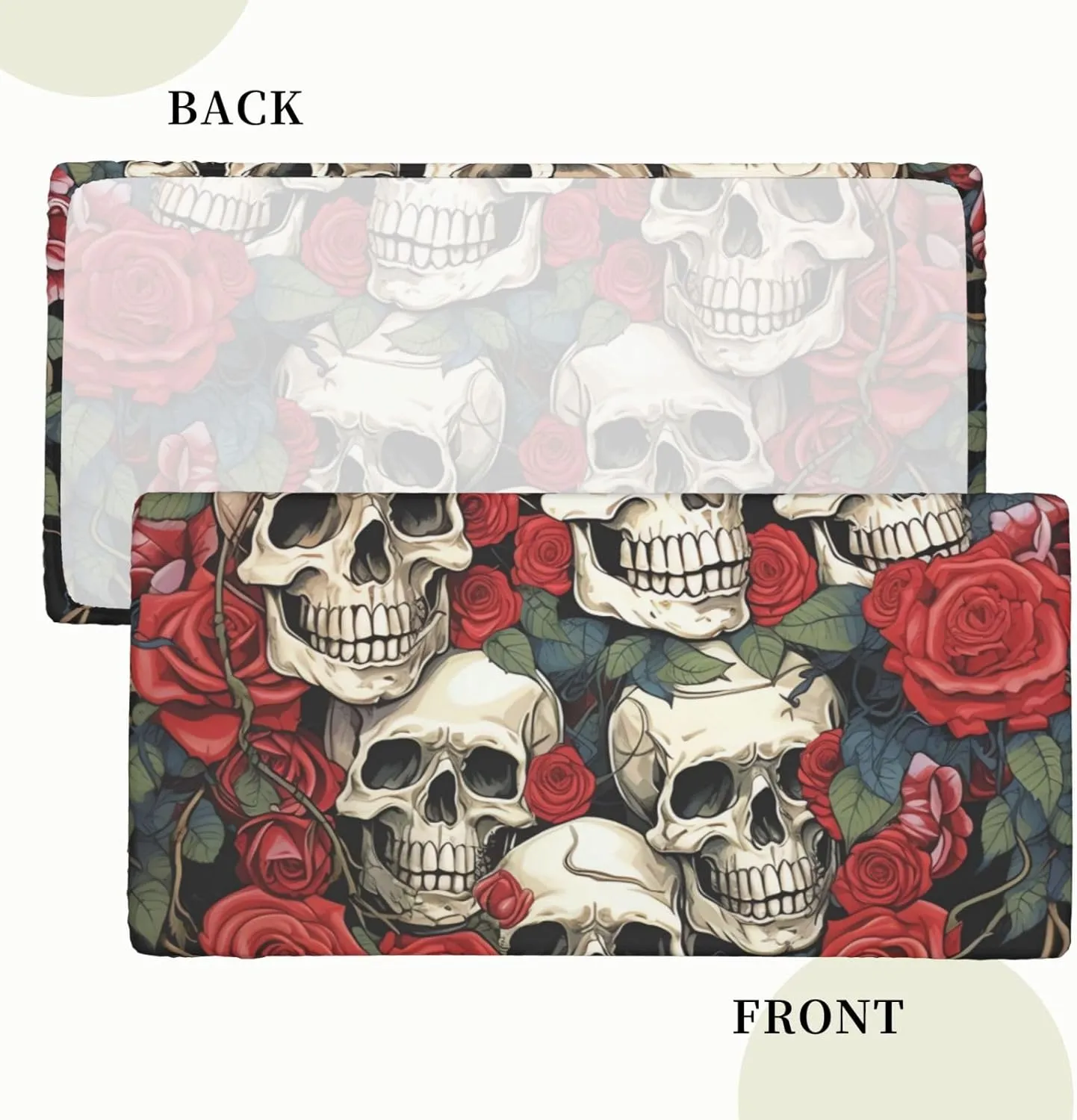 Rectangle Table Cover Waterproof Table Cloth 30"x60" Cool Skull Head and Roses Table Cloths Tablecloth for Kitchen Wrinkle Free Tablecover for Dining Outdoor Camping Picnic
