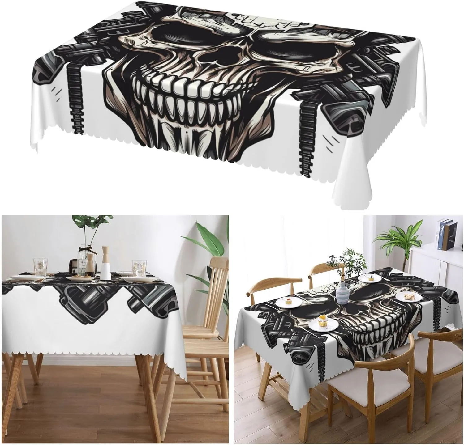 Rectangle Tablecloth Mechanical Skull Table Cloth Waterproof Spillproof Wrinkle Free Table Cloth Washable Table Cover for Kitchen Patio Parties Picnics Occasion 54 x 72 Inch