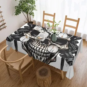 Rectangle Tablecloth Mechanical Skull Table Cloth Waterproof Spillproof Wrinkle Free Table Cloth Washable Table Cover for Kitchen Patio Parties Picnics Occasion 54 x 72 Inch