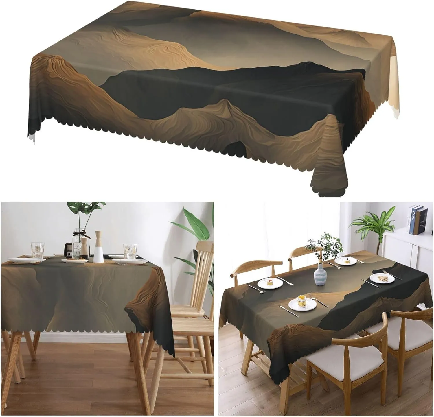 Rectangle Tablecloth Mountain Range Composition Table Cloth Waterproof Spillproof Wrinkle Free Table Cloth Washable Table Cover for Kitchen Patio Parties Picnics Occasion 54 x 72 Inch