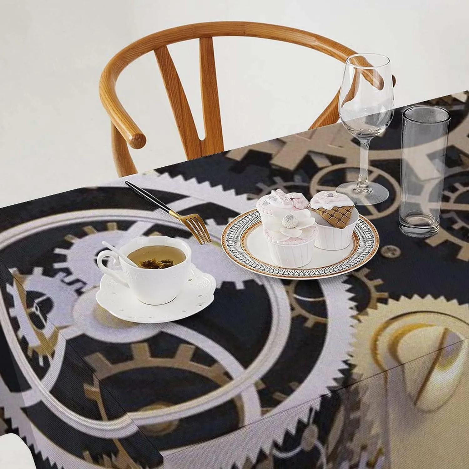Rectangle Tablecloth Washable Table Cloth Steampunk Mechanical Gears Steampunk Mechanical Gears Tablecloths Wrinkle Free Table Cover for Dining Table Decorative Fabric Kitchen Tablecover for Outdoor F